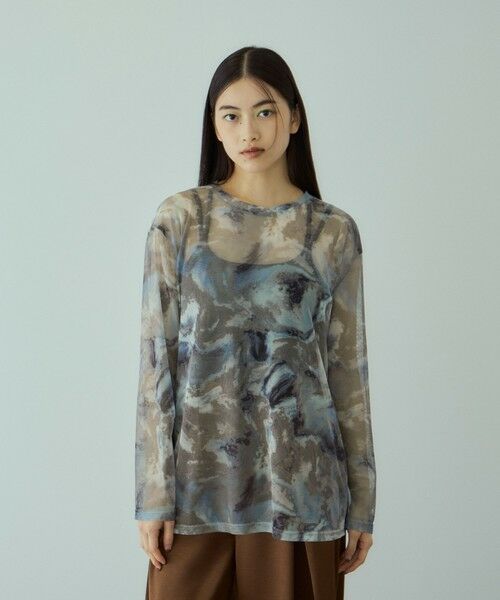 VICKY / ビッキー カットソー | ニュアンスアート柄シアープルオーバー≪手洗い可能≫ | 詳細2