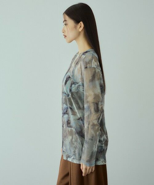 VICKY / ビッキー カットソー | ニュアンスアート柄シアープルオーバー≪手洗い可能≫ | 詳細3