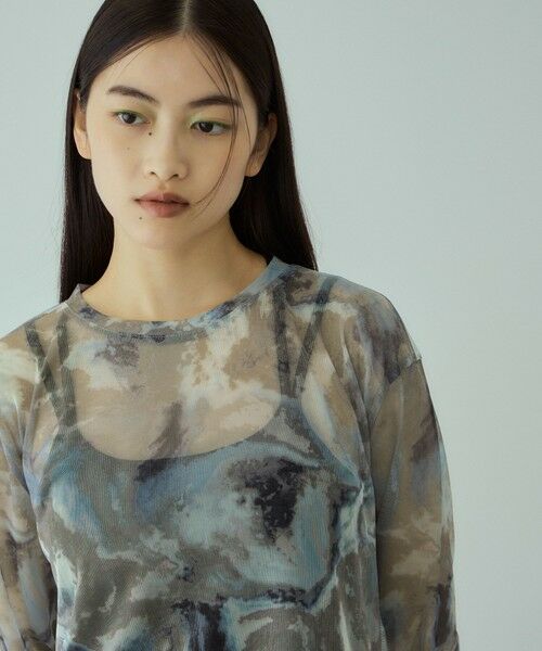 VICKY / ビッキー カットソー | ニュアンスアート柄シアープルオーバー≪手洗い可能≫ | 詳細5