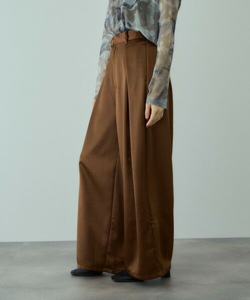 VICKY / ビッキー その他パンツ | ヘビーサテンタックワイドパンツ≪手洗い可能≫ | 詳細7