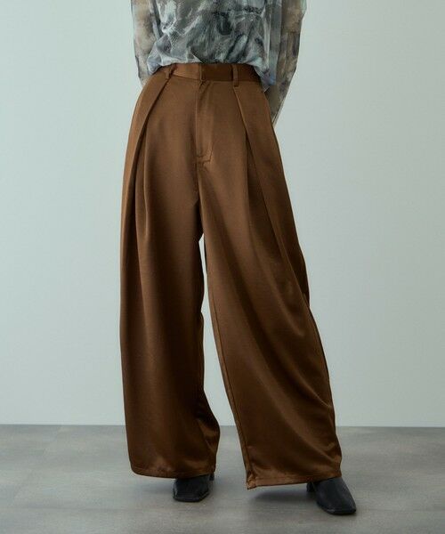 VICKY / ビッキー その他パンツ | ヘビーサテンタックワイドパンツ≪手洗い可能≫ | 詳細9