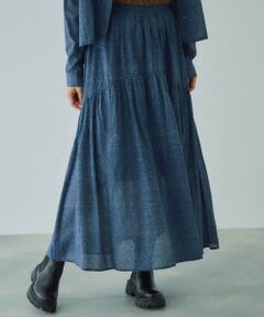 VICKY / ビッキー ミニ・ひざ丈スカート | シアーデニムカーブギャザースカート≪セットアップ対応/手洗い可能≫