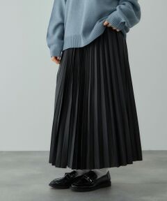 VICKY / ビッキー ミニ・ひざ丈スカート | レザーライクジョーゼットプリーツスカート≪手洗い可能≫