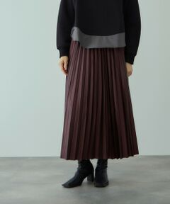 VICKY / ビッキー ミニ・ひざ丈スカート | レザーライクジョーゼットプリーツスカート≪手洗い可能≫