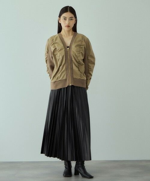 VICKY / ビッキー ミニ・ひざ丈スカート | レザーライクジョーゼットプリーツスカート≪手洗い可能≫ | 詳細1