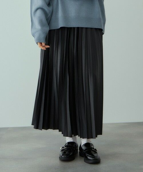 VICKY / ビッキー ミニ・ひざ丈スカート | レザーライクジョーゼットプリーツスカート≪手洗い可能≫ | 詳細3