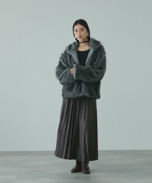 VICKY / ビッキー ミニ・ひざ丈スカート | レザーライクジョーゼットプリーツスカート≪手洗い可能≫ | 詳細6