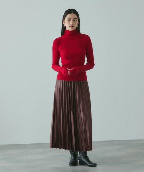 VICKY / ビッキー ミニ・ひざ丈スカート | レザーライクジョーゼットプリーツスカート≪手洗い可能≫ | 詳細15