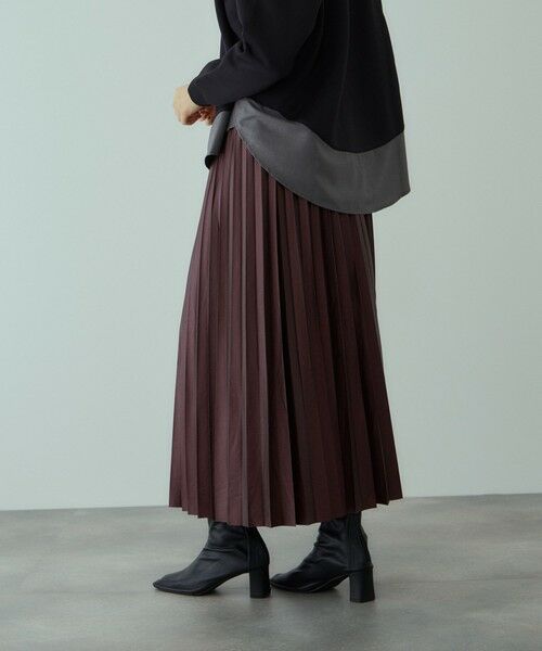 VICKY / ビッキー ミニ・ひざ丈スカート | レザーライクジョーゼットプリーツスカート≪手洗い可能≫ | 詳細8