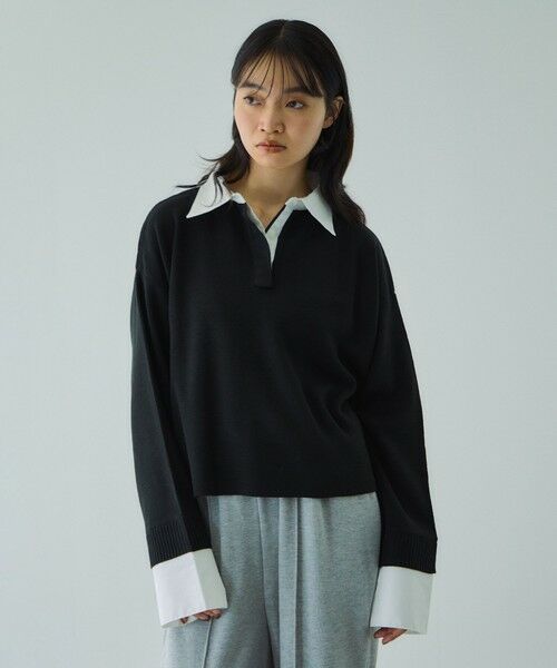 VICKY / ビッキー ニット・セーター | シャツカラーポロニットプルオーバー≪手洗い可能≫ | 詳細1