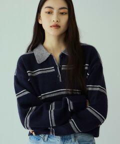 VICKY / ビッキー ニット・セーター | MIXボーダーポロニットプルオーバー