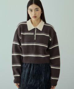 VICKY / ビッキー ニット・セーター | MIXボーダーポロニットプルオーバー