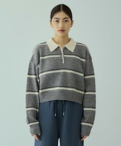 VICKY / ビッキー ニット・セーター | MIXボーダーポロニットプルオーバー