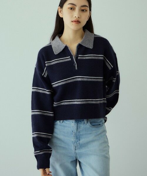 VICKY / ビッキー ニット・セーター | MIXボーダーポロニットプルオーバー | 詳細2