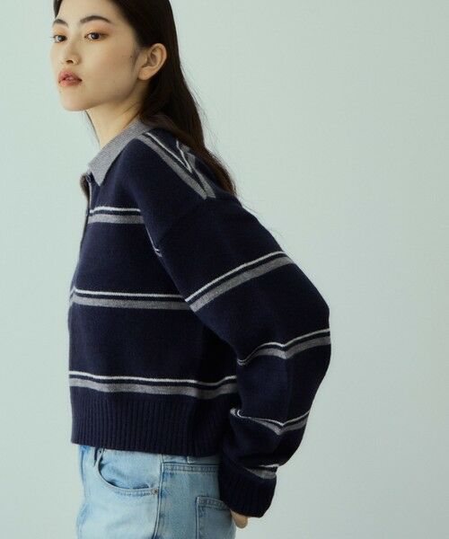 VICKY / ビッキー ニット・セーター | MIXボーダーポロニットプルオーバー | 詳細3