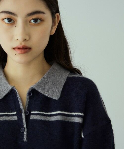 VICKY / ビッキー ニット・セーター | MIXボーダーポロニットプルオーバー | 詳細5