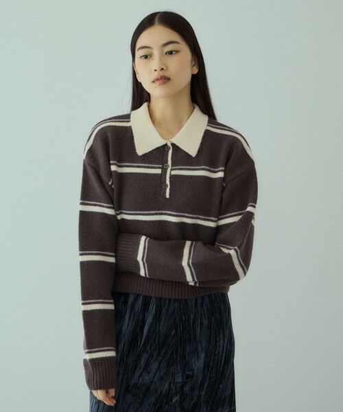 VICKY / ビッキー ニット・セーター | MIXボーダーポロニットプルオーバー | 詳細8