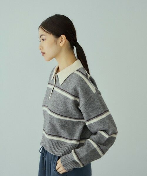 VICKY / ビッキー ニット・セーター | MIXボーダーポロニットプルオーバー | 詳細14
