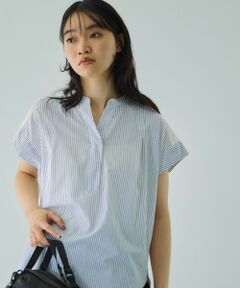 VICKY / ビッキー シャツ・ブラウス | ストライプフェイスキーネックブラウス≪洗濯機で洗える≫
