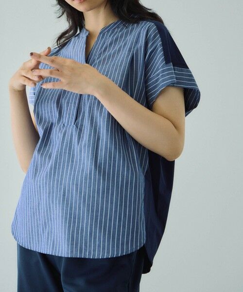 VICKY / ビッキー シャツ・ブラウス | ストライプフェイスキーネックブラウス≪洗濯機で洗える≫ | 詳細3