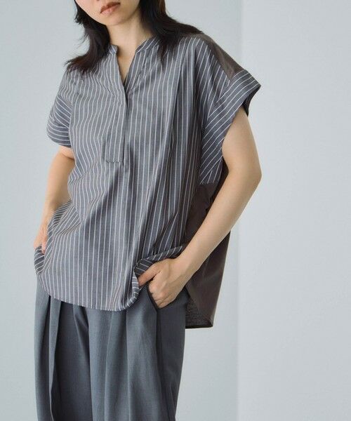 VICKY / ビッキー シャツ・ブラウス | ストライプフェイスキーネックブラウス≪洗濯機で洗える≫ | 詳細5