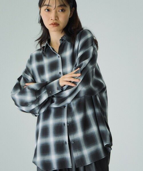 VICKY / ビッキー シャツ・ブラウス | オンブレーチェックオーバーサイズシャツ≪手洗い可能≫ | 詳細7