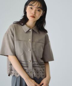 VICKY / ビッキー シャツ・ブラウス | スカラップヘムカットスウェードシャツ≪手洗い可能≫