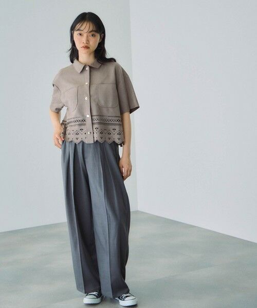 VICKY / ビッキー シャツ・ブラウス | スカラップヘムカットスウェードシャツ≪手洗い可能≫ | 詳細5