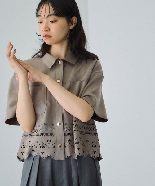 VICKY / ビッキー シャツ・ブラウス | スカラップヘムカットスウェードシャツ≪手洗い可能≫ | 詳細1