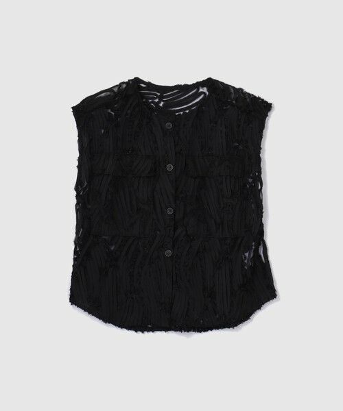 VICKY / ビッキー ダウンジャケット・ベスト | 刺繍チュールレースノーカラーベスト | 詳細5