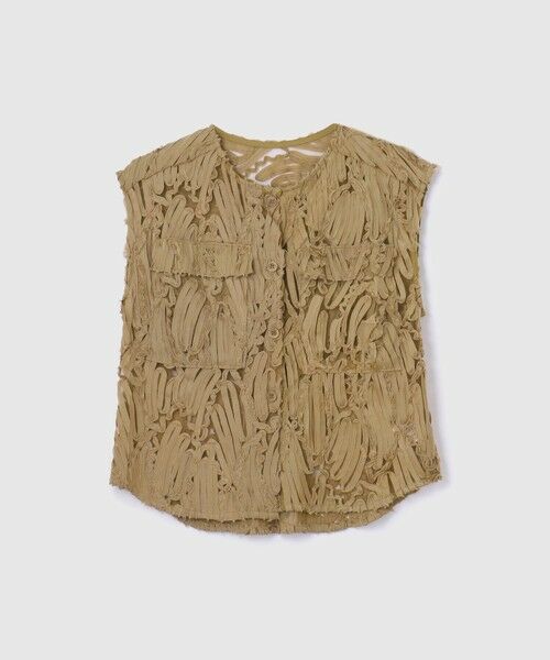 VICKY / ビッキー ダウンジャケット・ベスト | 刺繍チュールレースノーカラーベスト | 詳細9