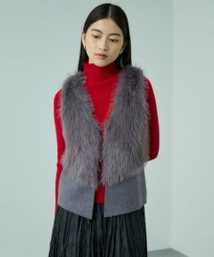 VICKY / ビッキー ダウンジャケット・ベスト | フロントフェイクファーニットベスト