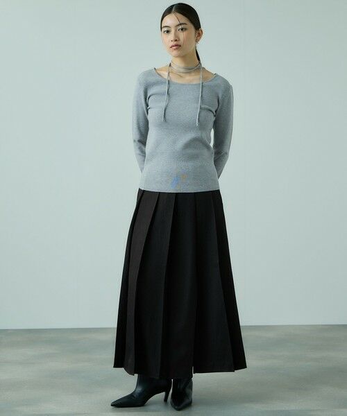 VICKY / ビッキー ミニ・ひざ丈スカート | ワイドプリーツスリットスカート≪手洗い可能≫ | 詳細1