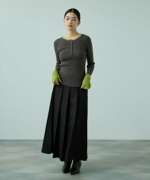 VICKY / ビッキー ミニ・ひざ丈スカート | ワイドプリーツスリットスカート≪手洗い可能≫ | 詳細3