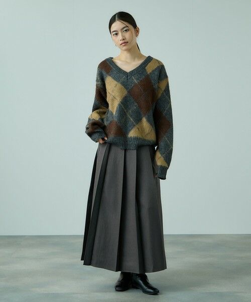 VICKY / ビッキー ミニ・ひざ丈スカート | ワイドプリーツスリットスカート≪手洗い可能≫ | 詳細14