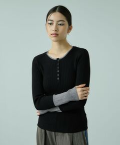 VICKY / ビッキー ニット・セーター | 配色キーネックリブニットプルオーバー≪手洗い可能≫