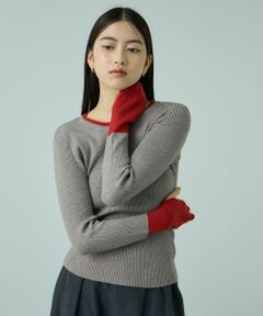 VICKY / ビッキー ニット・セーター | 配色キーネックリブニットプルオーバー≪手洗い可能≫