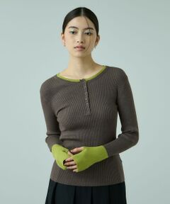 VICKY / ビッキー ニット・セーター | 配色キーネックリブニットプルオーバー≪手洗い可能≫