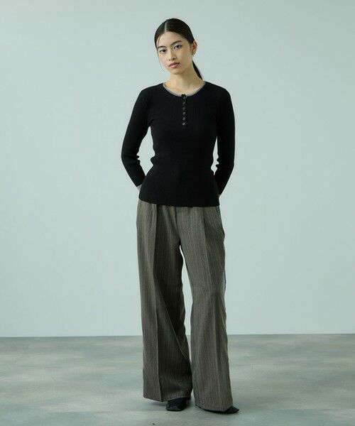 VICKY / ビッキー ニット・セーター | 配色キーネックリブニットプルオーバー≪手洗い可能≫ | 詳細2