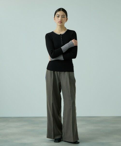 VICKY / ビッキー ニット・セーター | 配色キーネックリブニットプルオーバー≪手洗い可能≫ | 詳細3