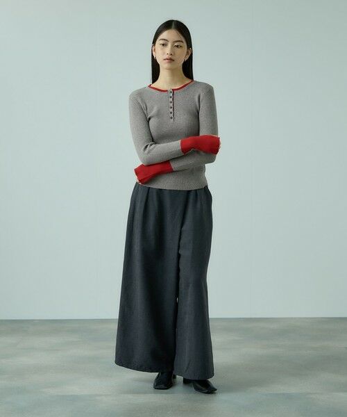 VICKY / ビッキー ニット・セーター | 配色キーネックリブニットプルオーバー≪手洗い可能≫ | 詳細7