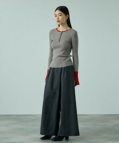 VICKY / ビッキー ニット・セーター | 配色キーネックリブニットプルオーバー≪手洗い可能≫ | 詳細8