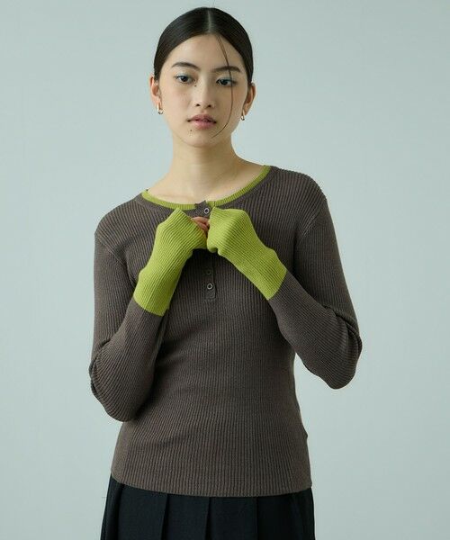 VICKY / ビッキー ニット・セーター | 配色キーネックリブニットプルオーバー≪手洗い可能≫ | 詳細17