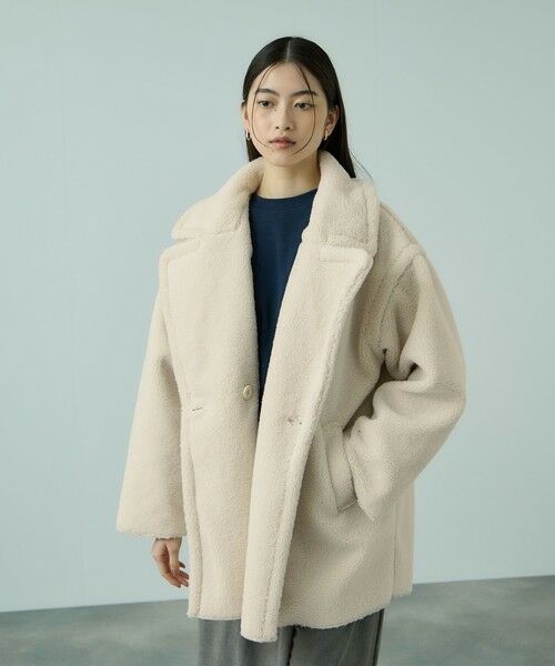 VICKY / ビッキー ダッフルコート | フェイクムートンミドルダブルコート | 詳細1