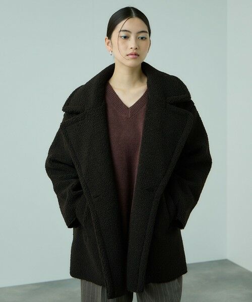 VICKY / ビッキー ダッフルコート | フェイクムートンミドルダブルコート | 詳細11