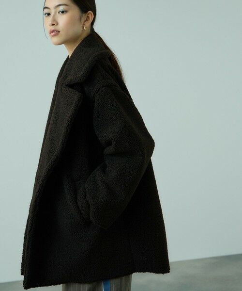 VICKY / ビッキー ダッフルコート | フェイクムートンミドルダブルコート | 詳細12