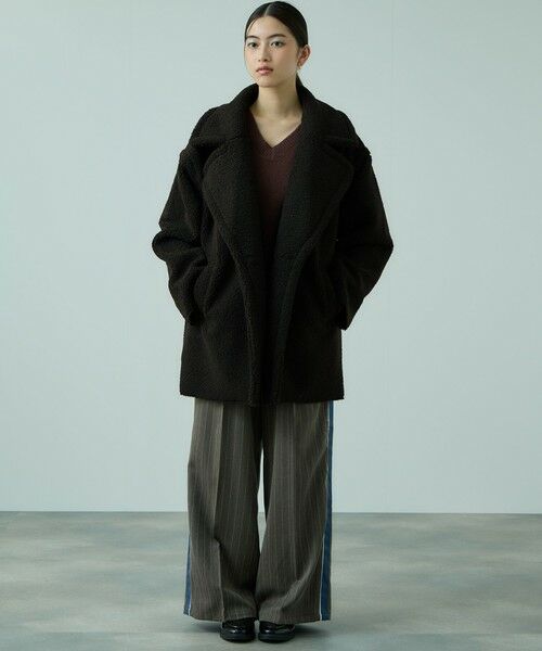 VICKY / ビッキー ダッフルコート | フェイクムートンミドルダブルコート | 詳細15