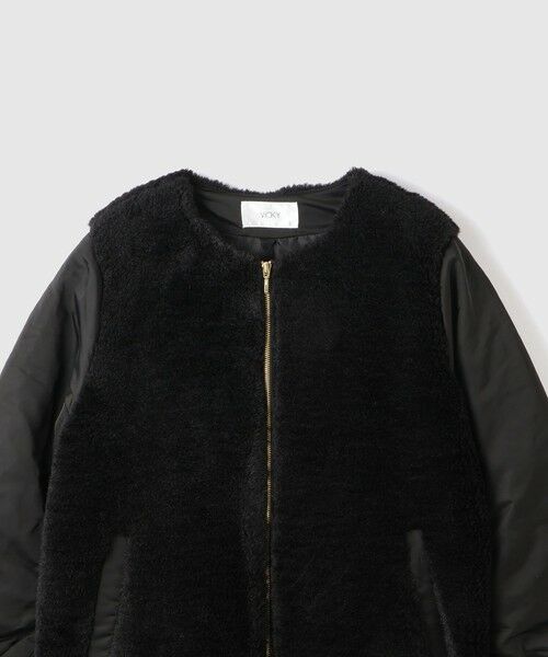 VICKY / ビッキー ダッフルコート | ボア切替ノーカラーミドルコート | 詳細5