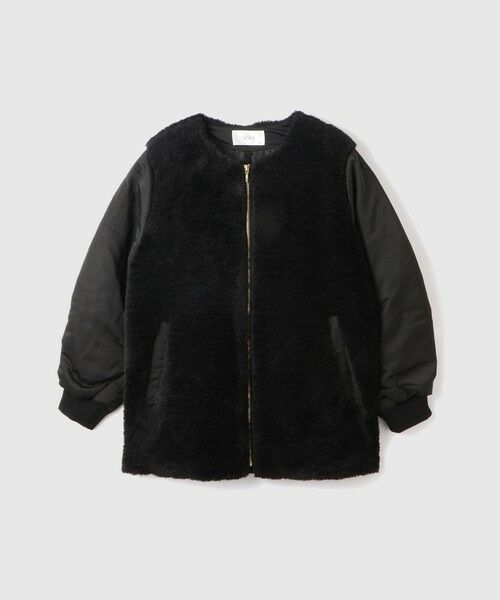 VICKY / ビッキー ダッフルコート | ボア切替ノーカラーミドルコート | 詳細3