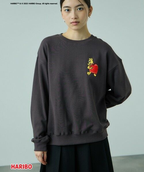 VICKY / ビッキー カットソー | HARIBO/LOVEゴールドベアPO≪洗濯機で洗える≫（チャコールグレー）